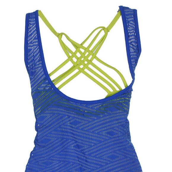 GO GOSSIP  Womens Sporty Splice Layered Crochet Tankini Top Size Medium - Picture 2 of 2